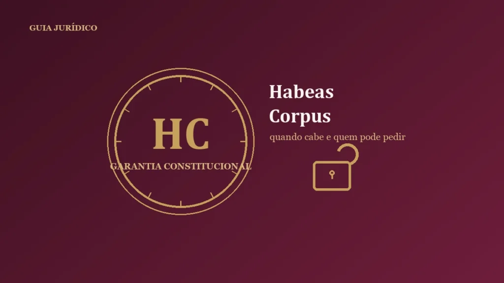 Ilustração de um cadeado aberto ao lado das letras HC, representando a garantia constitucional do habeas corpus